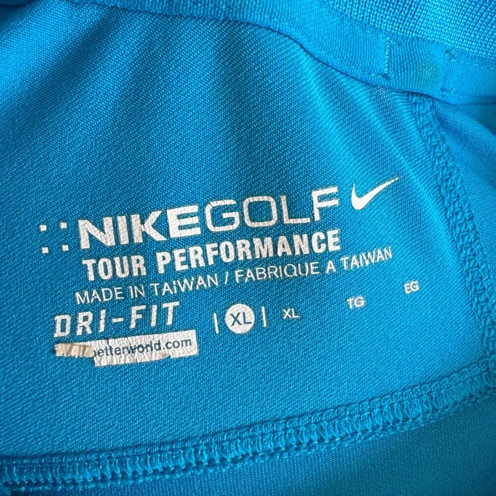 Nike Golf Tour Performance Dri Fit Polo Shirt Men XL Blue Colorblock S/S Logo S - Picture 3 of 14